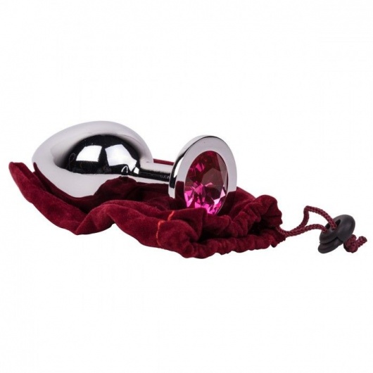 Большой стальной плаг с розовым кристаллом Pink Bubble Gum - 9,5 см. - Erotic Fantasy - купить с доставкой в Москве