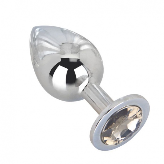 Большой стальной плаг с серым кристаллом Silver Rain - 9,5 см. - Erotic Fantasy - купить с доставкой в Москве