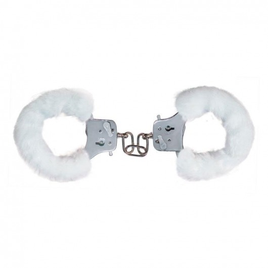 Меховые белые наручники - Toy Joy - купить с доставкой в Москве