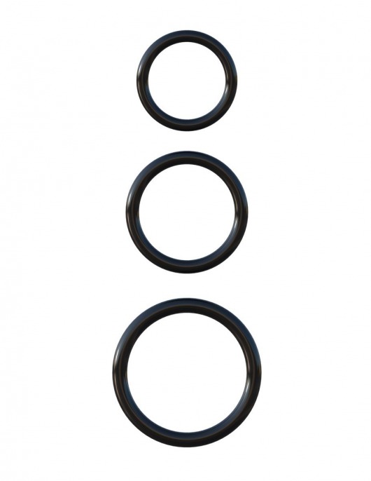 Набор из трех черных эрекционных колец Silicone 3-Ring Stamina Set - Pipedream - в Москве купить с доставкой