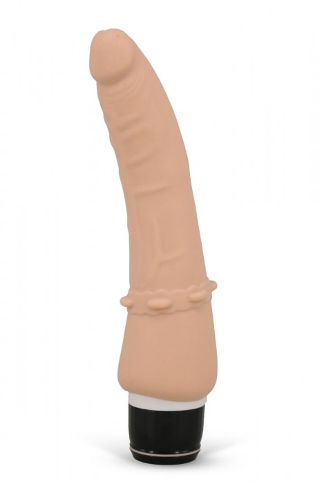 Телесный вибромассажёр с юбочкой шипов Classic Smooth Vibrator Nude - 16,5 см. - Seven Creations