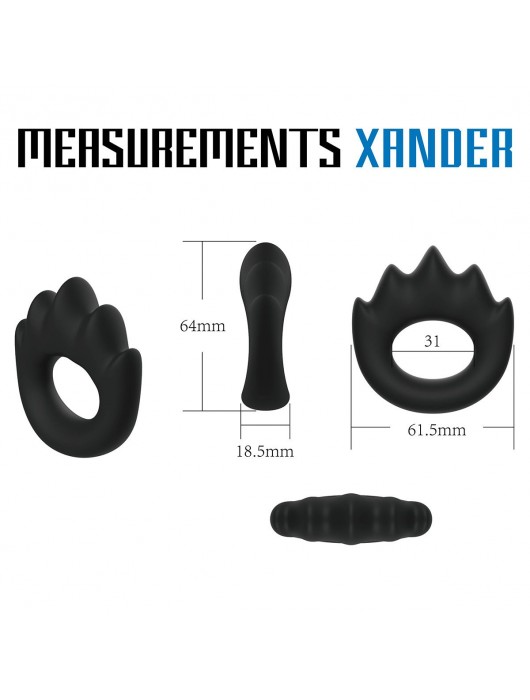 Черное эрекционное кольцо с массажными гребнями Rooster Xander - Velv or - в Москве купить с доставкой