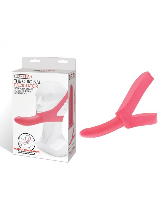 Розовый фаллоимитатор с креплением на лицо The Original Facilitator - 14 см. - Lux Fetish - купить с доставкой в Москве