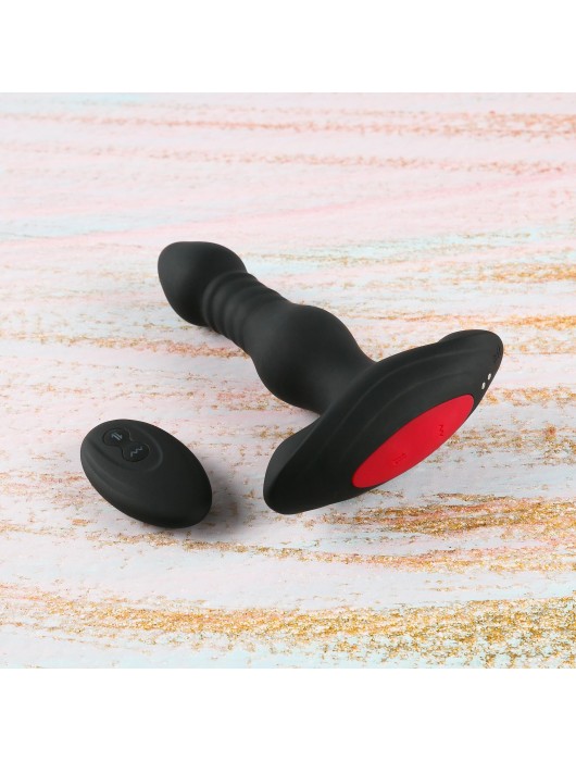 Черная фрикционная вибропробка Viking с пультом ДУ - 15 см. - HOT planet