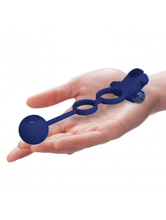 Синее вибрирующее кольцо с утяжеляющим шариком - Baile - в Москве купить с доставкой