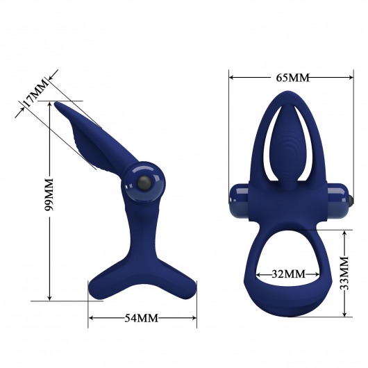 Синее эрекционное кольцо с 10 режимами вибрации и подхватом мошонки - Baile - в Москве купить с доставкой