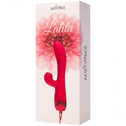 Красный вибратор-кролик с осцилляцией Lalita - 23 см. - Woma