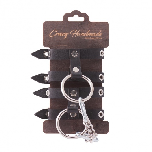 Черные однослойные наручники из натуральной кожи - Crazy Handmade - купить с доставкой в Москве