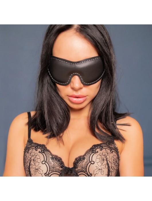 Черная мягкая закрытая маска из натуральной кожи - Crazy Handmade - купить с доставкой в Москве