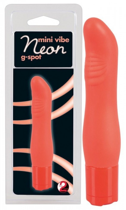 Оранжевый мини-вибратор Mini Vibe Neon с ребристым выступом - 11 см. - Orion