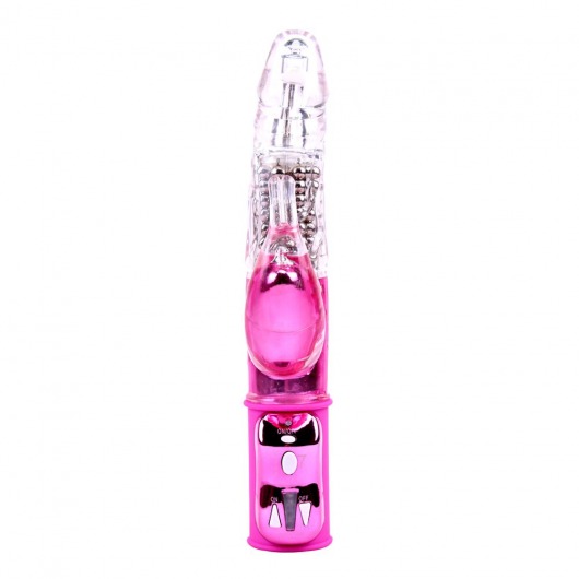 Розовый вибратор со стимулятором клитора Bright Passion Rabbit - 27 см. - Chisa
