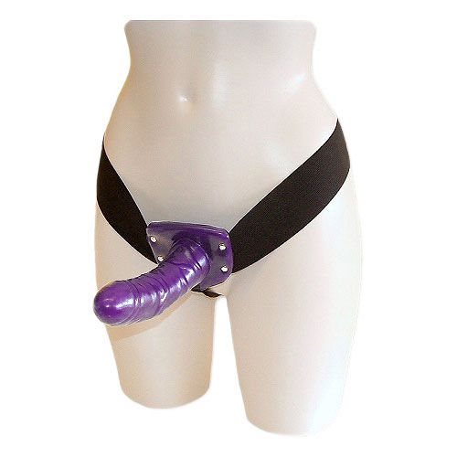 Фиолетовый женский страпон на эластичных ремешках - 16 см. - Seven Creations - купить с доставкой в Москве