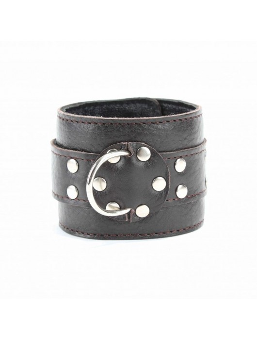 Коричневые оковы из мягкой кожи на металлической цепочке - БДСМ Арсенал - купить с доставкой в Москве