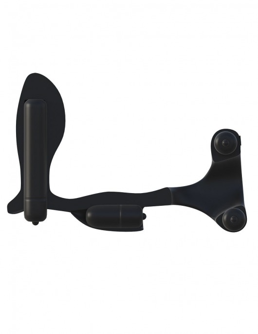 Чёрное эрекционное кольцо с анальным фаллоимитатором и 4 вибростимуляторами - Pipedream - в Москве купить с доставкой