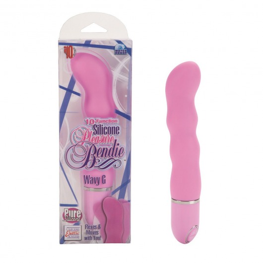 Розовый гнущийся вибромассажер 10-Function Silicone Pleasure Bendie Wavy G s - 17,75 см. - California Exotic Novelties