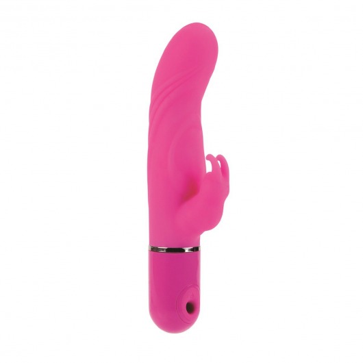 Розовый вибромассажер LIA DUAL LOVER 1 с клиторальным зайкой - 21 см. - California Exotic Novelties