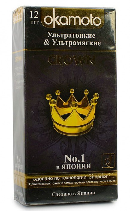 Ультратонкие ультрамякие презервативы телесного цвета Okamoto Crown - 12 шт. - Okamoto - купить с доставкой в Москве