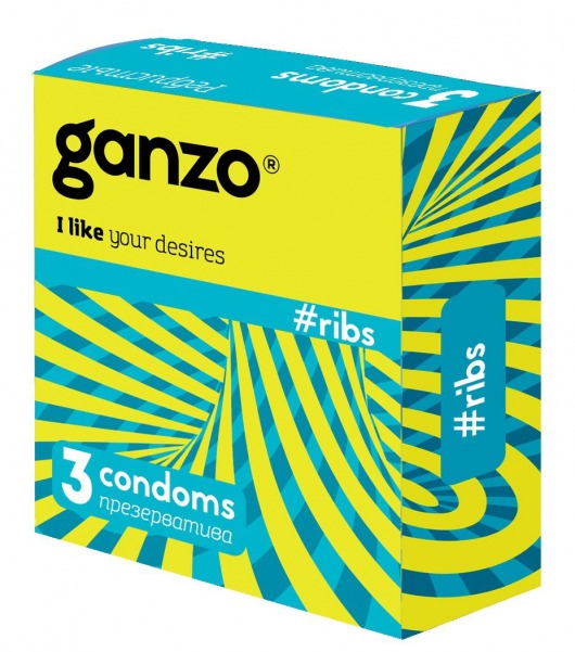 Презервативы с ребристой структурой Ganzo Ribs - 3 шт. - Ganzo - купить с доставкой в Москве