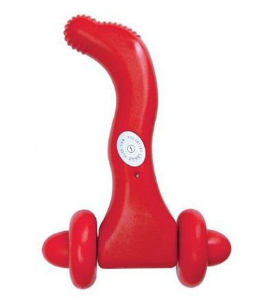 Красный водонепроницаемый вибромассажёр с колёсиками - 12,7 см. - Dream Toys