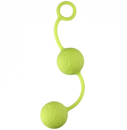 Зелёные вагинальные шарики с завитушками на поверхности - Dream Toys