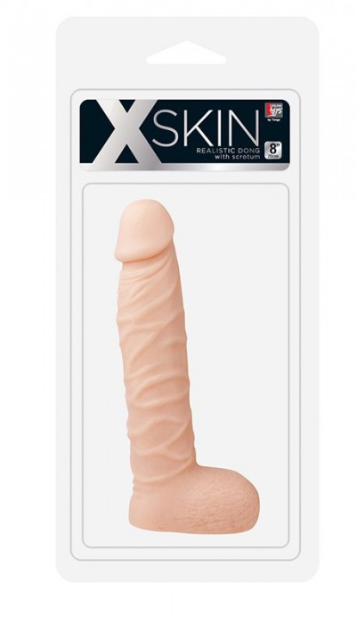 Телесный фаллоимитатор с мошонкой XSKIN 8 PVC DONG - 20,3 см. - Dream Toys