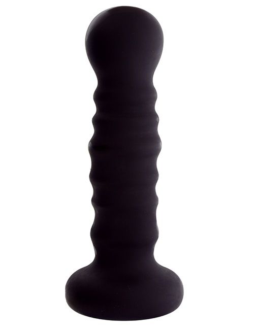 Чёрная рельефная пробка MENZSTUFF RIBBED PROBE - 21 см. - Dream Toys