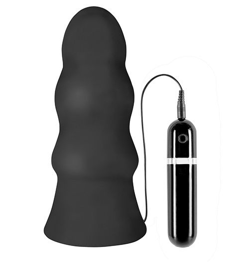 Чёрная виброёлочка MENZSTUFF VIBRATING BUTTCRASHER WAVED - 20 см. - Dream Toys
