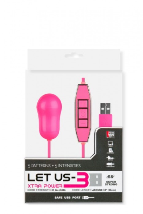 Розовый вибростимулятор с питанием от USB LET US-B 10 RHYTHMS BULLET LARGE PINK - Dream Toys