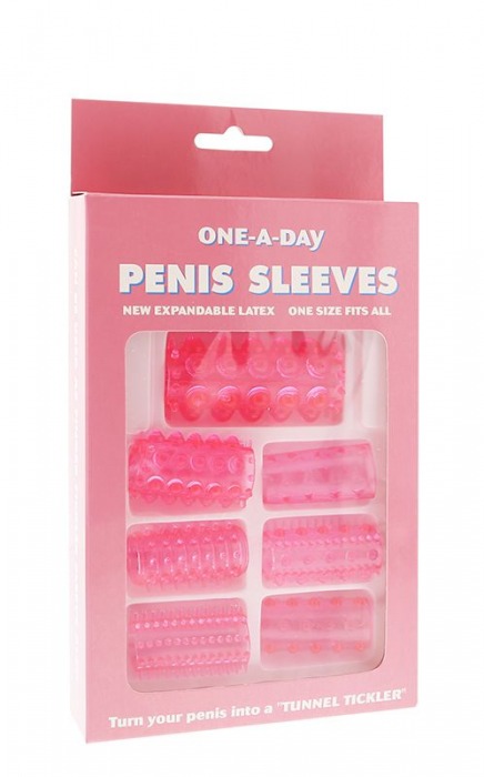 Набор из 7 розовых насадок на пенис ONE-A-DAY PENIS SLEEVES PINK - Seven Creations - в Москве купить с доставкой