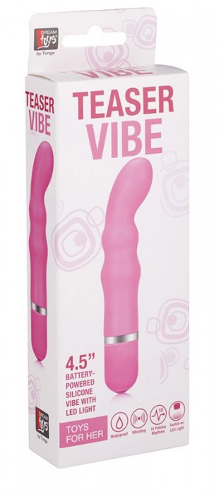 Розовый силиконовый вибратор NEON TEASER VIBE PINK - 11,4 см. - Dream Toys