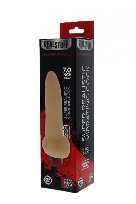 Телесный вибромассажёр-реалистик REALSTUFF REAL FEELING VIBE 7INCH - 17,8 см. - Dream Toys