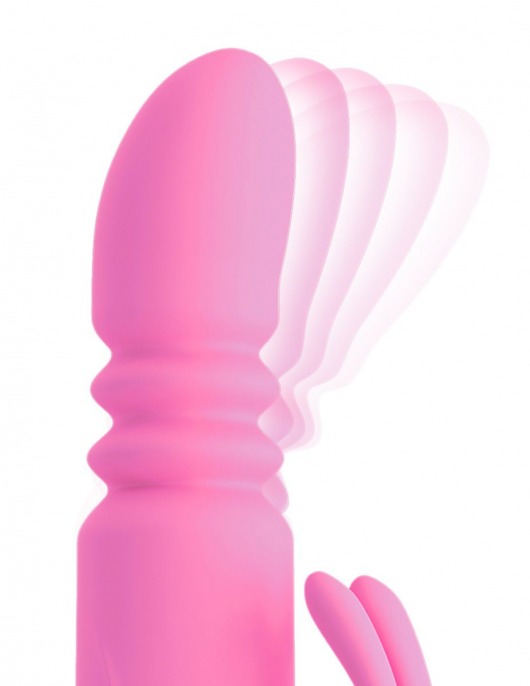 Розовый вибромассажёр с клиторальным зайчиком WOW! G-MOTION RABBIT - 26 см. - Pipedream