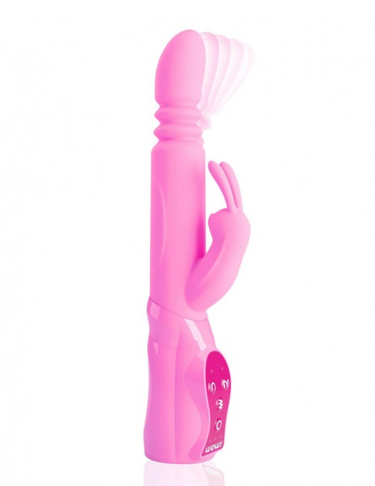 Розовый вибромассажёр с клиторальным зайчиком WOW! G-MOTION RABBIT - 26 см. - Pipedream