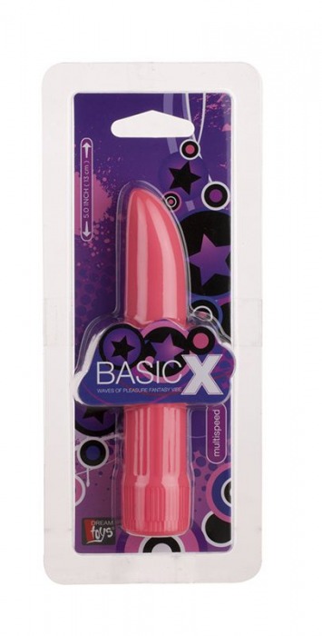 Классический розовый вибратор со скошенным кончиком BASICX MULTISPEED VIBRATOR - 13 см. - Dream Toys