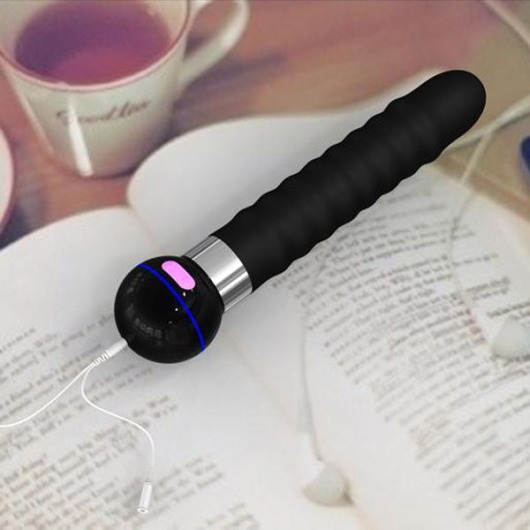 Чёрный волнообразный вибромассажёр Touch - 20,5 см. - Odeco