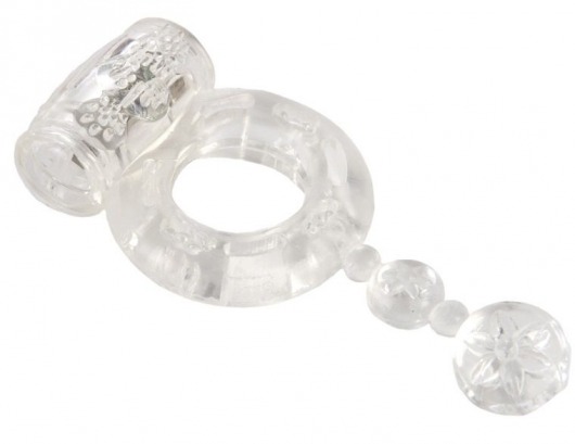 Прозрачное эрекционное кольцо с вибратором и хвостом - Toyfa Basic - в Москве купить с доставкой