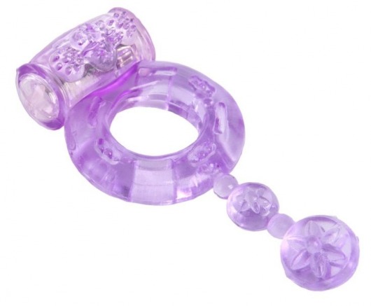 Фиолетовое эрекционное кольцо с вибратором - Toyfa Basic - в Москве купить с доставкой