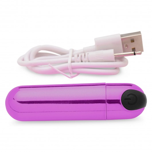 Лиловая вибропуля 10X Rechargeable Vibrating Metallic Bullet - XR Brands