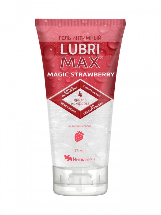 Интимный гель-смазка на водной основе Lubrimax Magic Strawberry - 75 мл. - ИнтелБИО - купить с доставкой в Москве