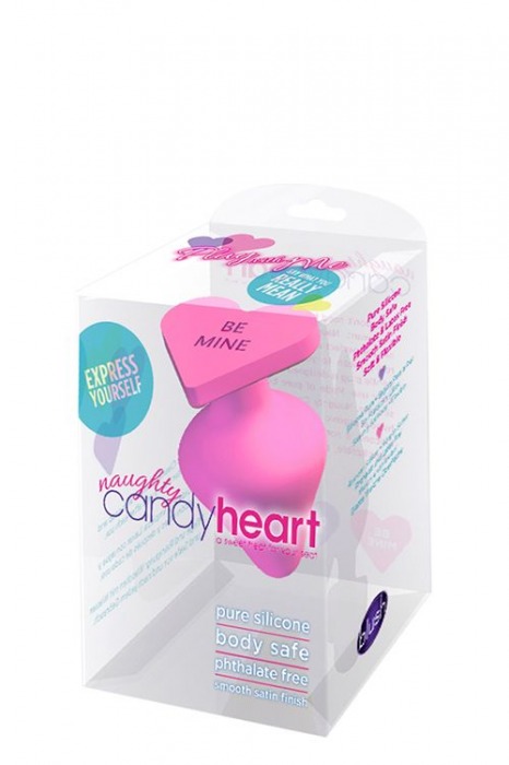 Розовая анальная пробка с основанием-сердечком NAUGHTY CANDY HEART BE MINE - 8,8 см. - Blush Novelties - купить с доставкой в Москве