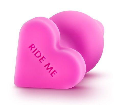 Розовый анальный плаг с основанием-сердечком NAGHTIER CANDY HEART RIDE ME - 10,6 см. - Blush Novelties - купить с доставкой в Москве