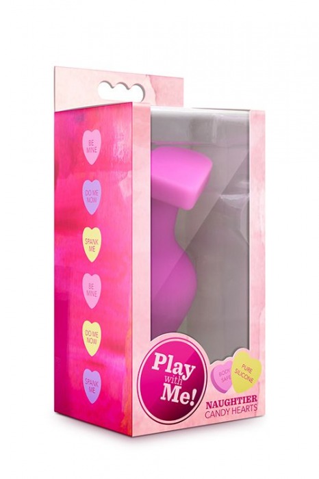 Розовый анальный плаг с основанием-сердечком NAGHTIER CANDY HEART RIDE ME - 10,6 см. - Blush Novelties - купить с доставкой в Москве