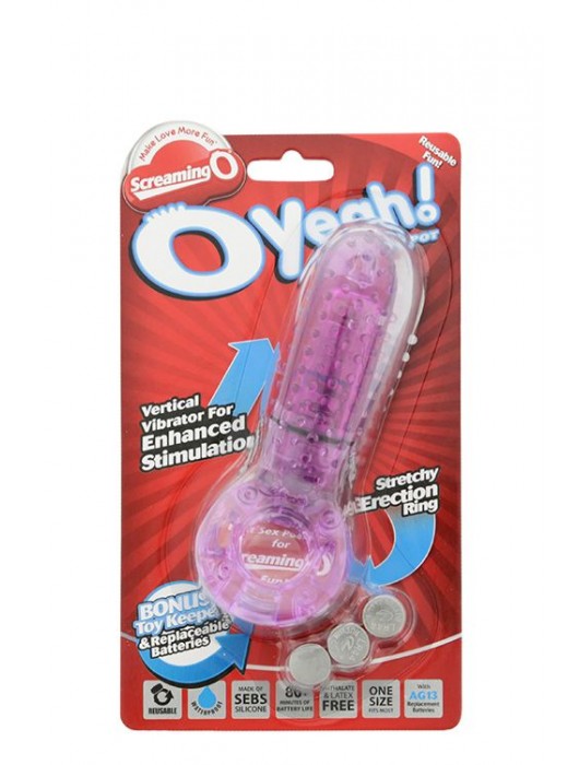 Фиолетовое эрекционное кольцо с вибрацией и пальчиком OYEAH PURPLE - Screaming O - в Москве купить с доставкой