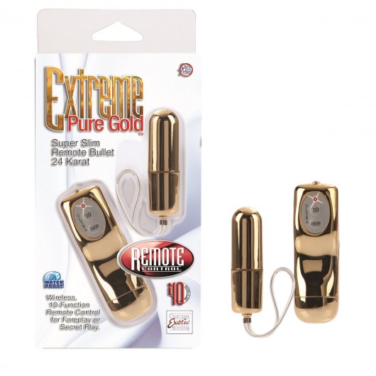 Золотистая вибропуля с радиоуправлением Pure Platinum - California Exotic Novelties