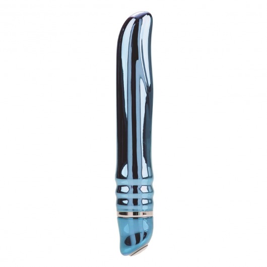 Голубой вибромассажёр с металлическим блеском 7-Function Precious Metal Jewels Sweet Curves - 15 см. - California Exotic Novelties