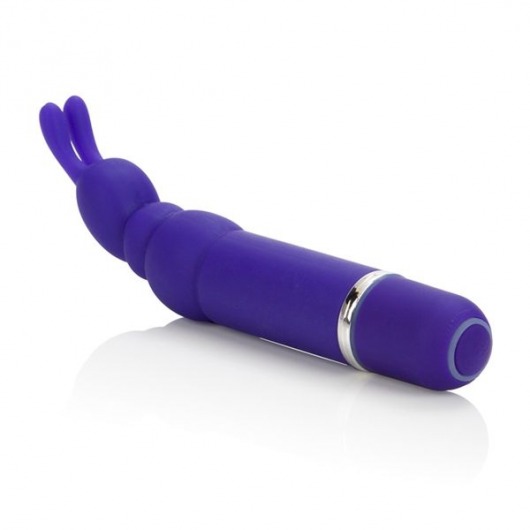 Фиолетовый вибромассажёр с зайчиком на кончике Bounding Bunny - 10,7 см. - California Exotic Novelties