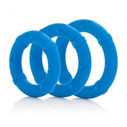 Синий набор Posh Silicone Performance Kits: анальная пробка и 3 эрекционных кольца - California Exotic Novelties