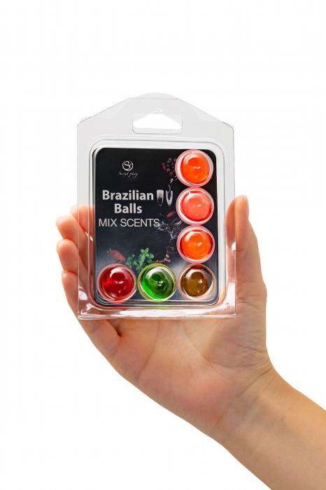 Набор из 6 шариков с ароматизированными массажными маслами Brazilian Balls - Secret Play - купить с доставкой в Москве