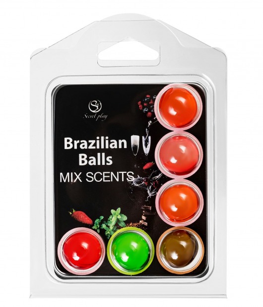 Набор из 6 шариков с ароматизированными массажными маслами Brazilian Balls - Secret Play - купить с доставкой в Москве