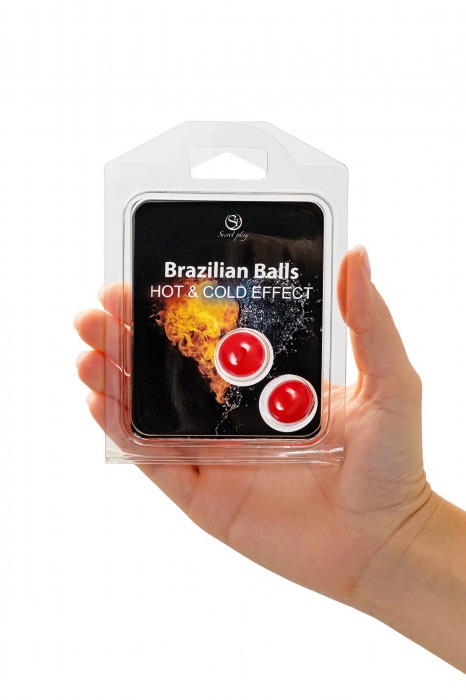 Набор из 2 шариков с массажным маслом Barazilian Balls с охлаждающим и разогревающим эффектом - Secret Play - купить с доставкой в Москве